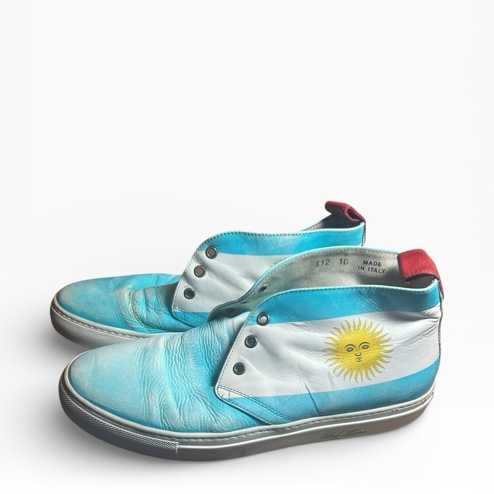 Del Toro Argentina Flag Leather Sneakers Made in Italy Size 10